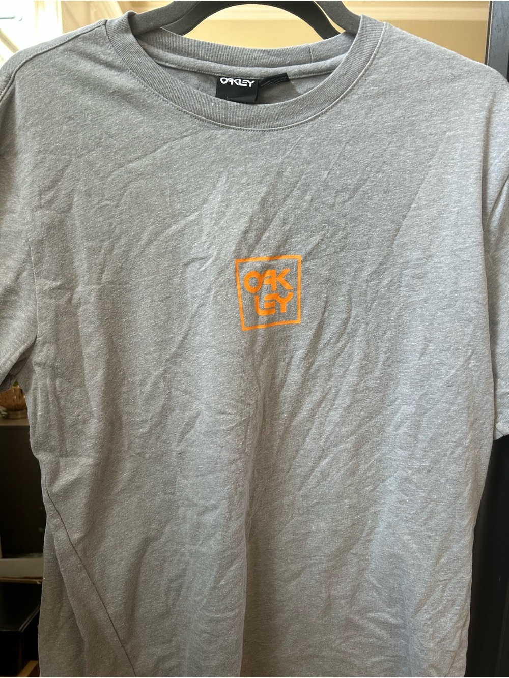 Oakley Short-Sleeve Crew T-Shirt in Gray with Orange Logo